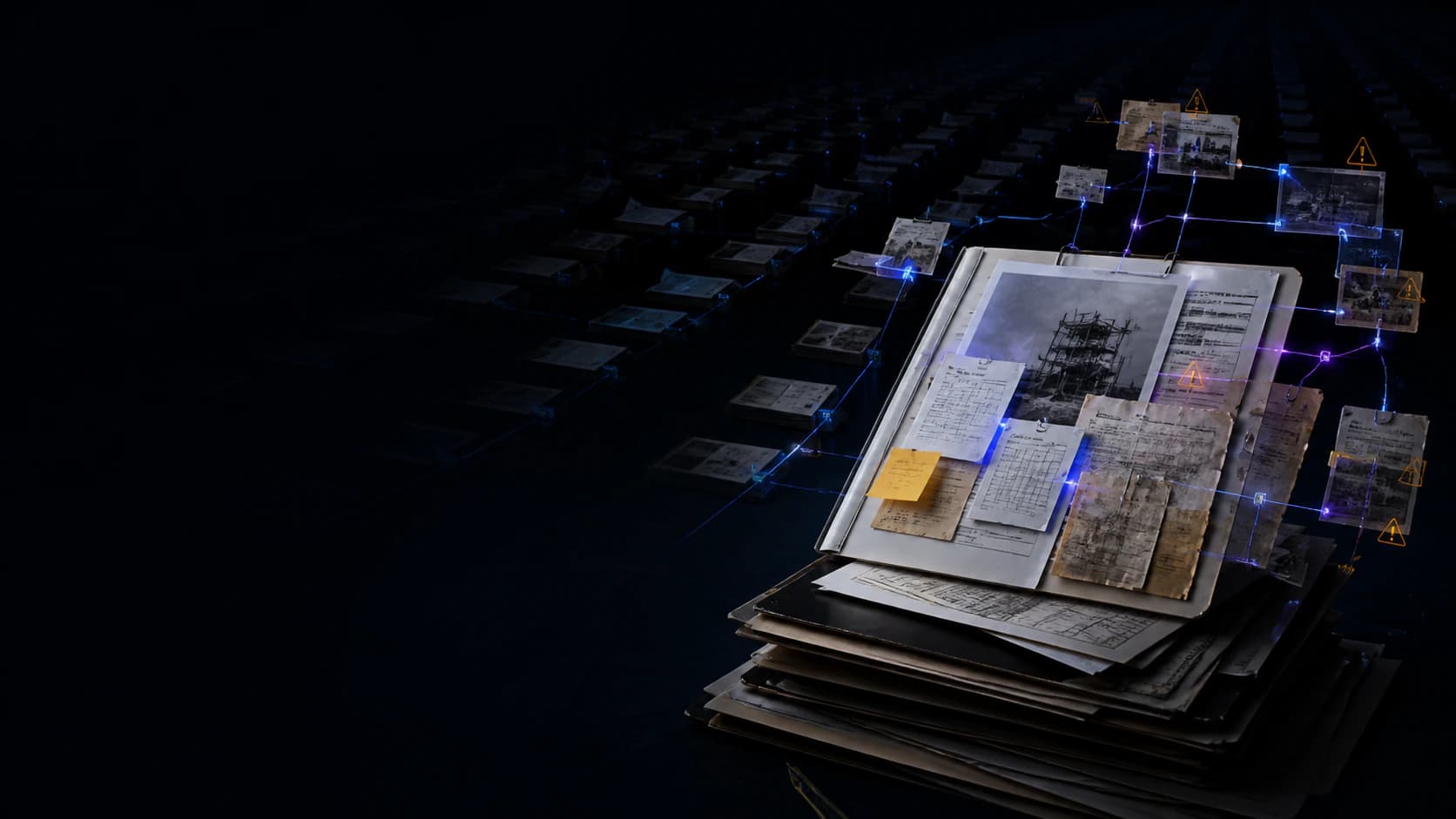 A single complex underwriting case remains visible while routine cases recede into the background.